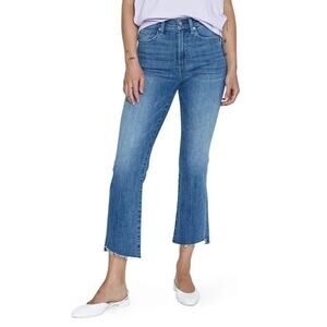 Pistola Lennon Raw Hem High Rise Crop Ankle Bootcut Jeans Medium Dark Wash 26